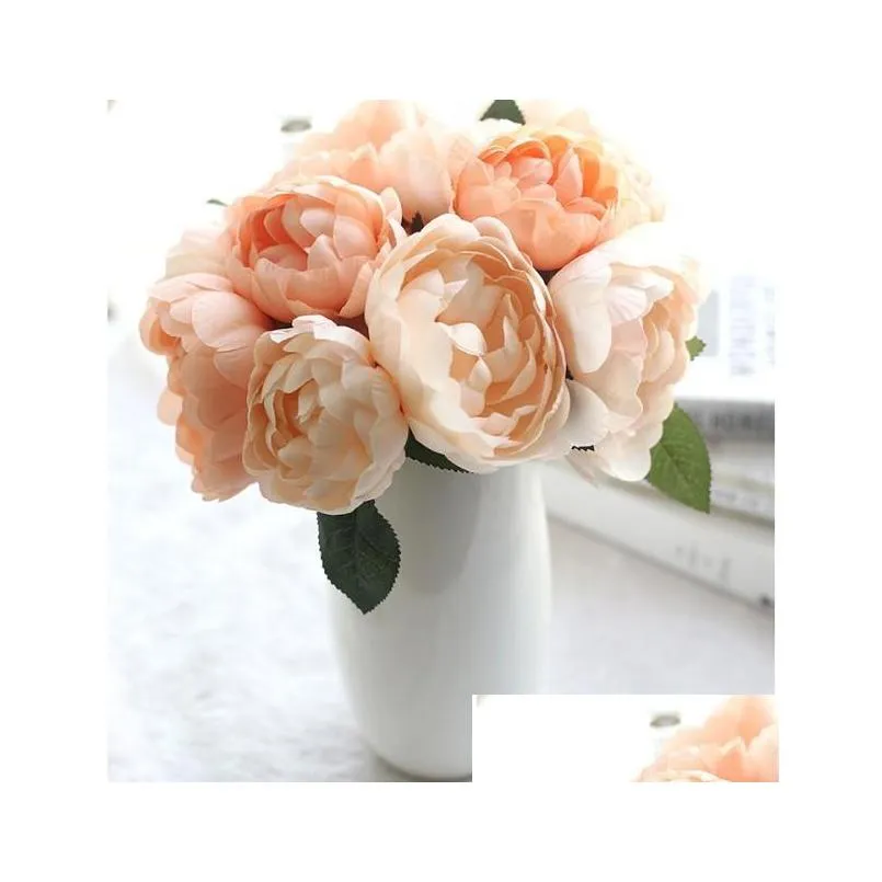 6 heads artificial rose peony silk flower bouquet festival valentines day anniversary gift wedding home table arrangements decoration