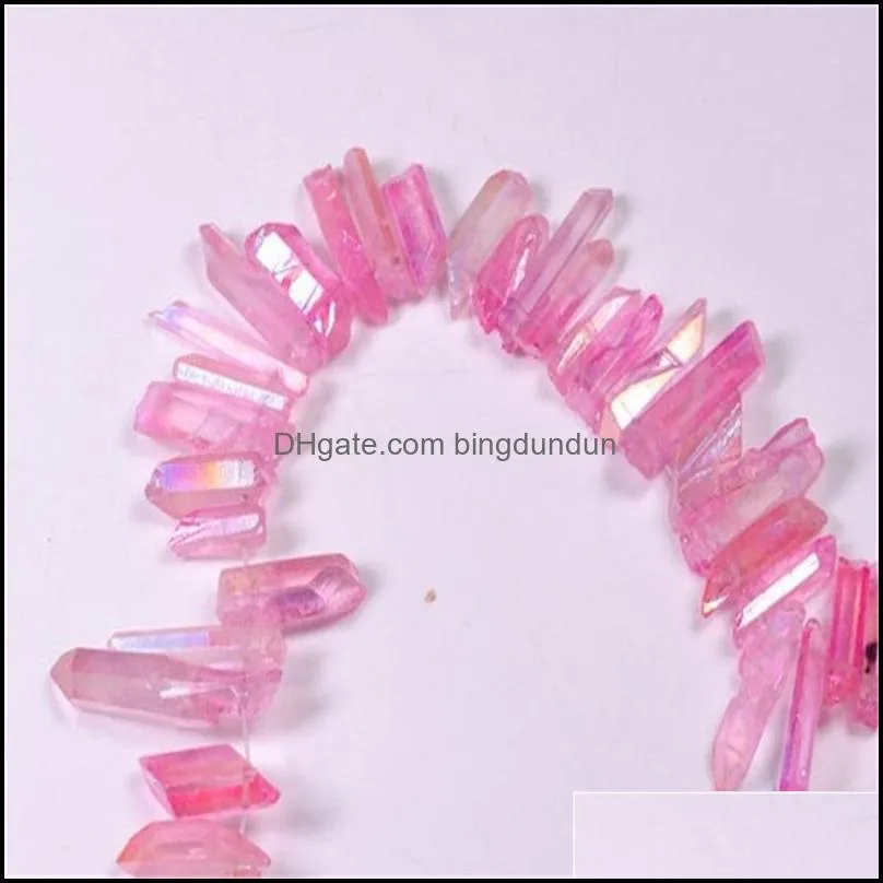 50g titanium clear quartz pendant natural raw crystal wand point rough reiki healing prism cluster necklace charms craft 613 s2