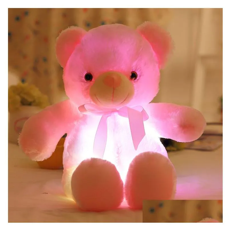 30cm 50cm luminous creative light up led teddy bears stuffed animals plush toy colorful glowing teddy bear christmas gift for kid