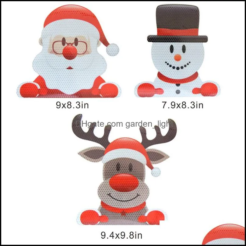 christmas car magnetic stickers light bulb santa claus snowman reflective sticker decorations