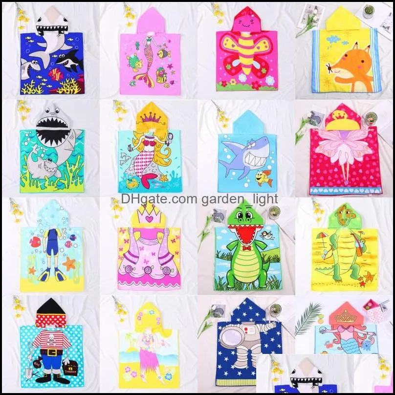 children hooded beach bath towel cartoon printed super absorbent kids 16 years pool bath swim coverups poncho cape