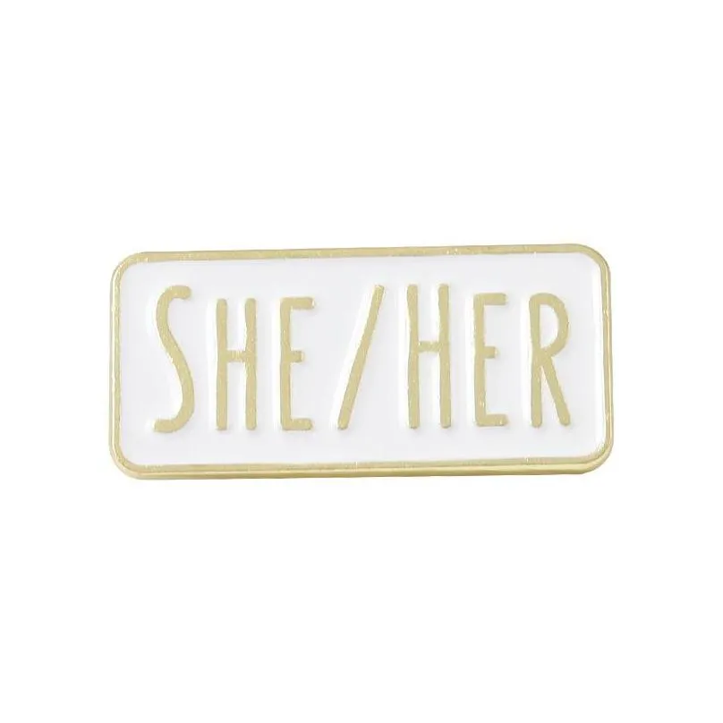 simple pronouns enamel pins custom brooches he him she her they them black white lapel badges fun jewelry gift for friends 6202 q2