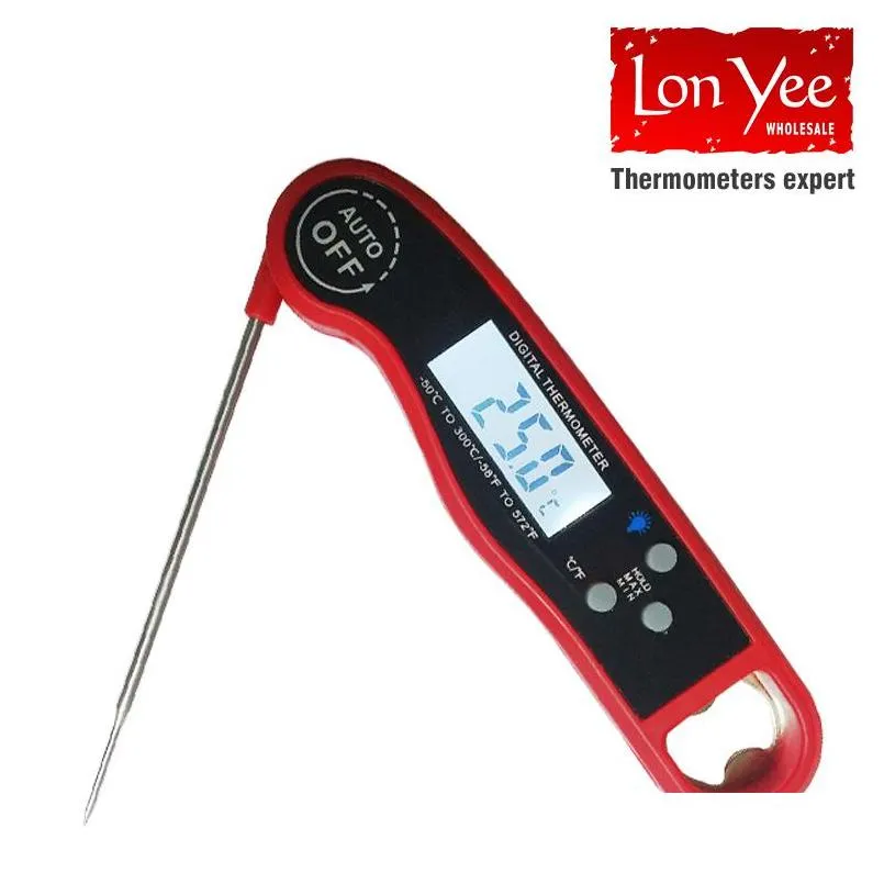 food thermometer waterproof digital kitchen meat water milk cooking folding probe bbq baking electronic oven calibration temperature