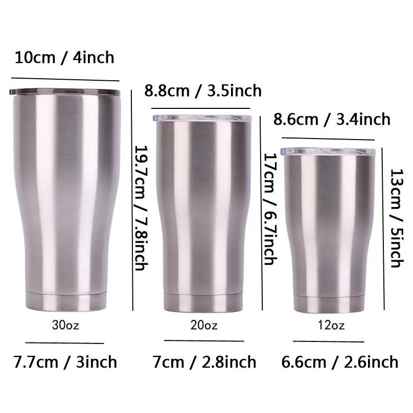 stainless steel tumbler cup with lid 30/20/12oz double wall vacuum flask insulated beer cup drinking thermoses coffee wvt0225