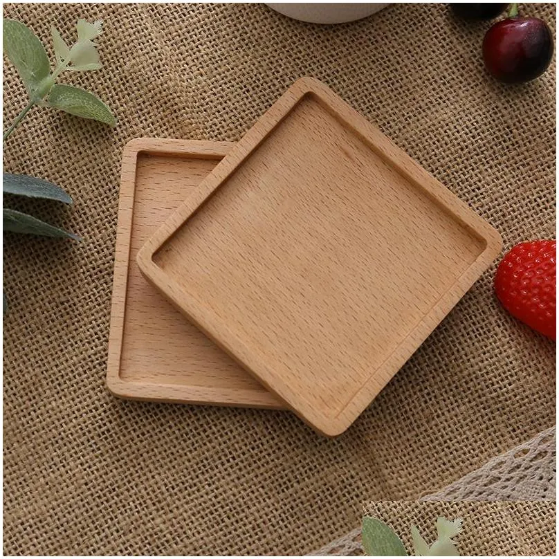 mats pads wooden placemat 8.8cm round square coaster natural beech wood black walnut cup mat coffee cups coasters bowl plate dish pad cup holder