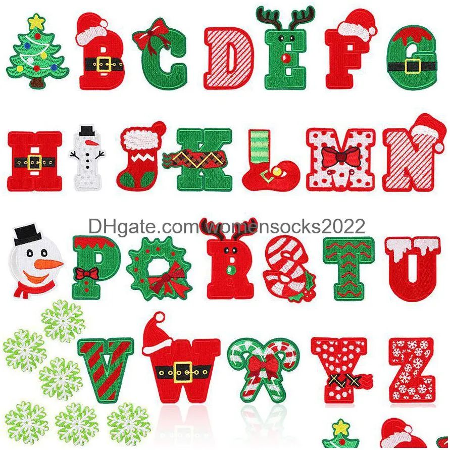 notions christmas element letter embroidery santa claus xmas tree alphabet iron ones for clothing bags shoes diy christmas