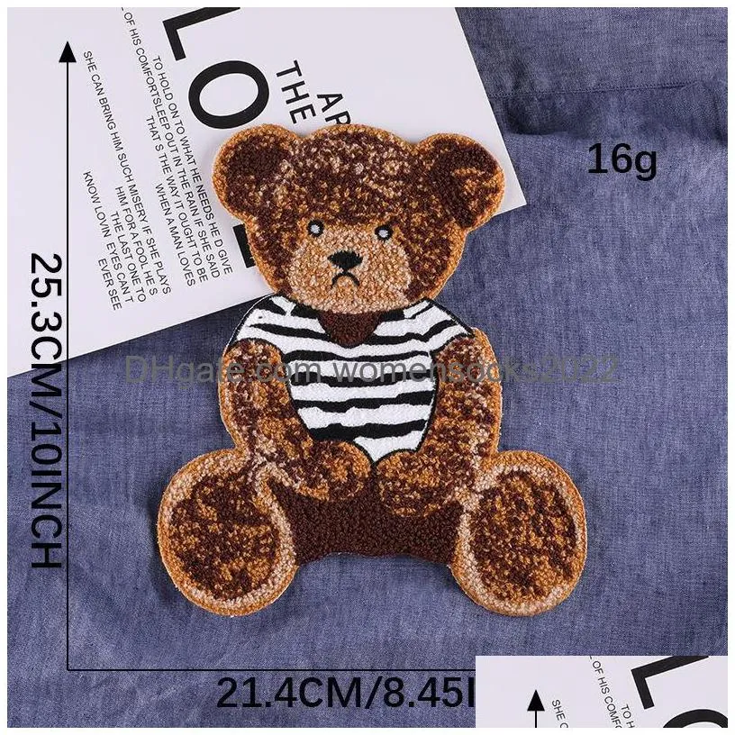 notions cute bear towel embroidery clothing iron ones t shirt jacket cartoon sticker badge garment diy accessories