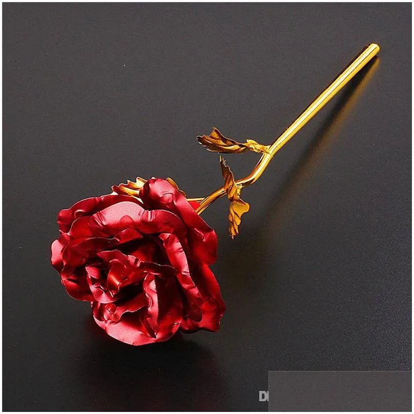 fashion 24k gold foil plated rose creative gifts lasts forever rose for lovers wedding christmas valentines day present home decoration