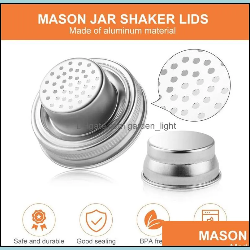 stainless steel mason jar shaker lids caps for cocktail flour mix spices sugar salt peppers kitchen tools