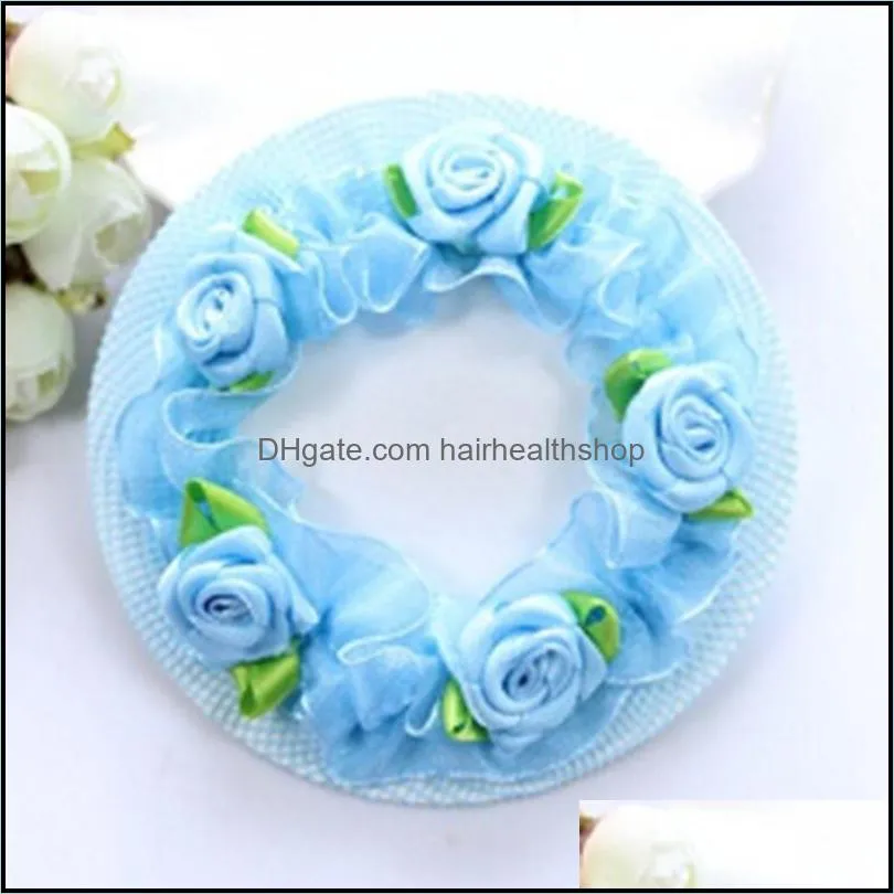 cute girls flower lace reusable bun hair nets for dancers kids net cover hair accessories ballet dancewear