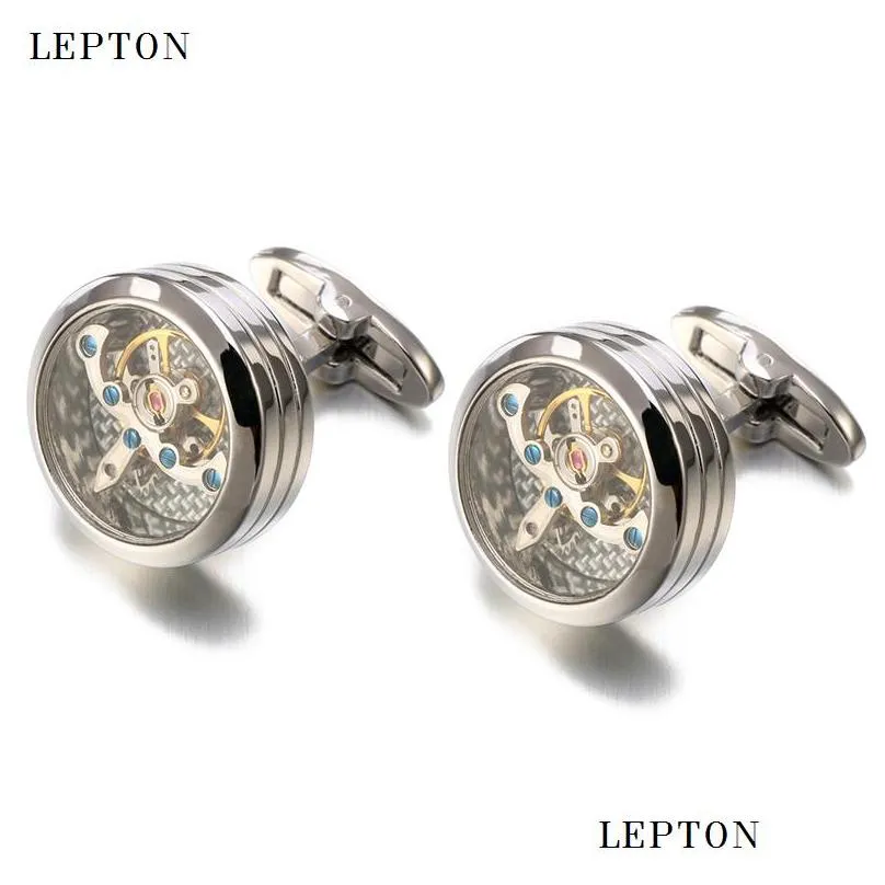 high quality movement tourbillon cufflinks for mens wedding groom mechanical watch steampunk gear cufflinks relojes gemelos t190701