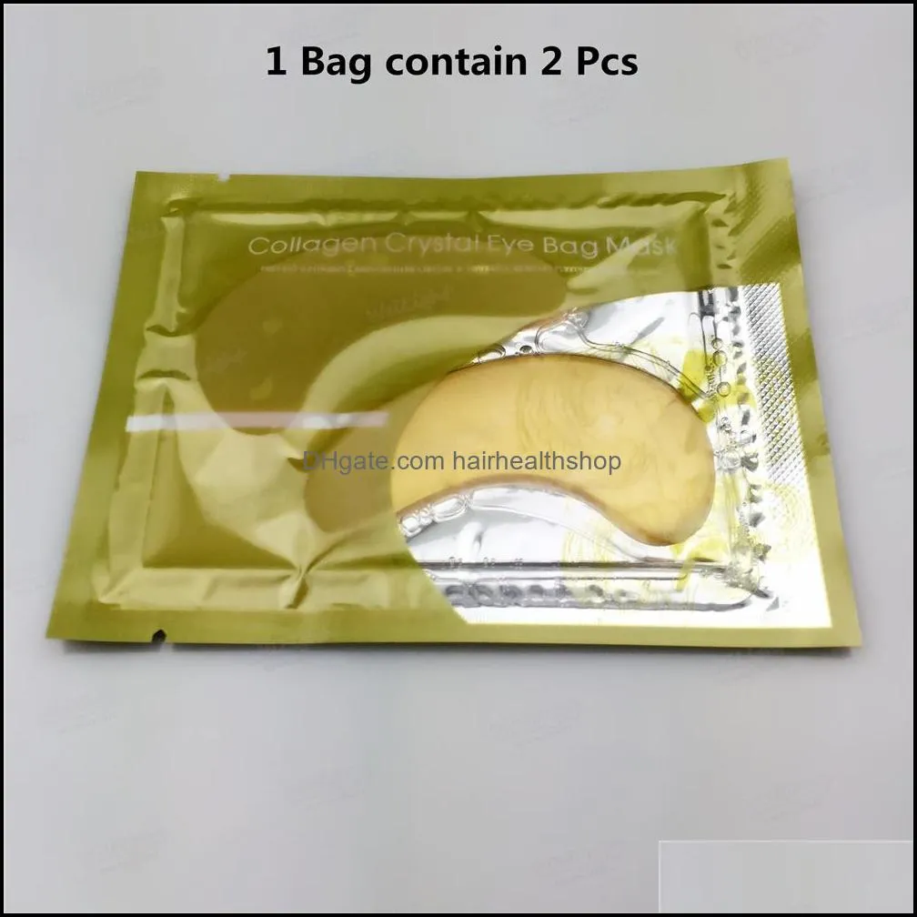 2pcsis1pack high quality gold crystal collagen eye mask hotsale eyees under eeye dark circle remover colageno