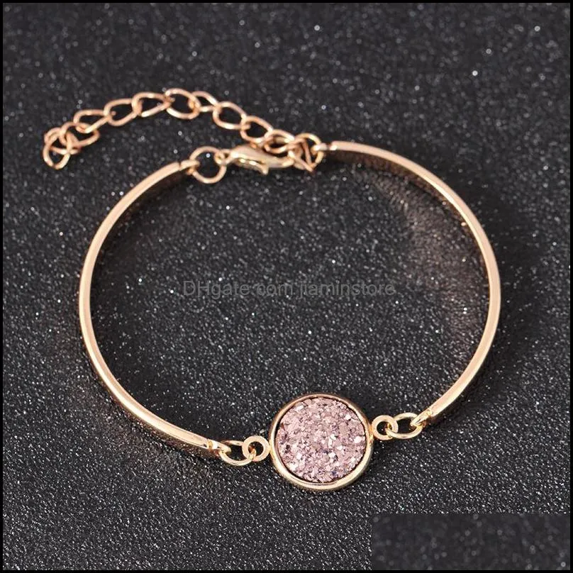 resin stone druzy charm bracelets bangles colorful natural beaded bracelet for women summer beach handmade sparkling jewelry