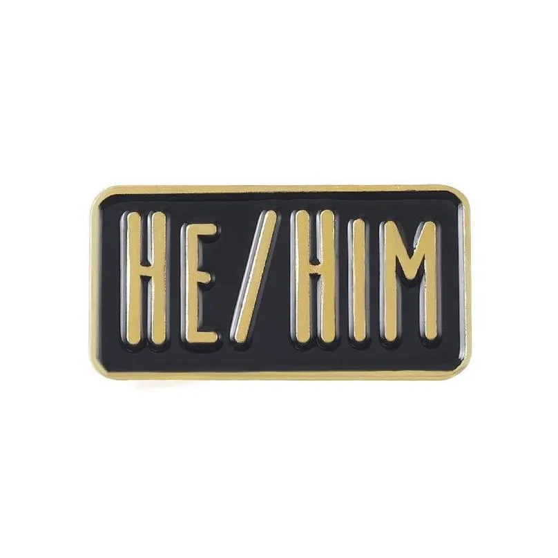 simple pronouns enamel pins custom brooches he him she her they them black white lapel badges fun jewelry gift for friends 6202 q2