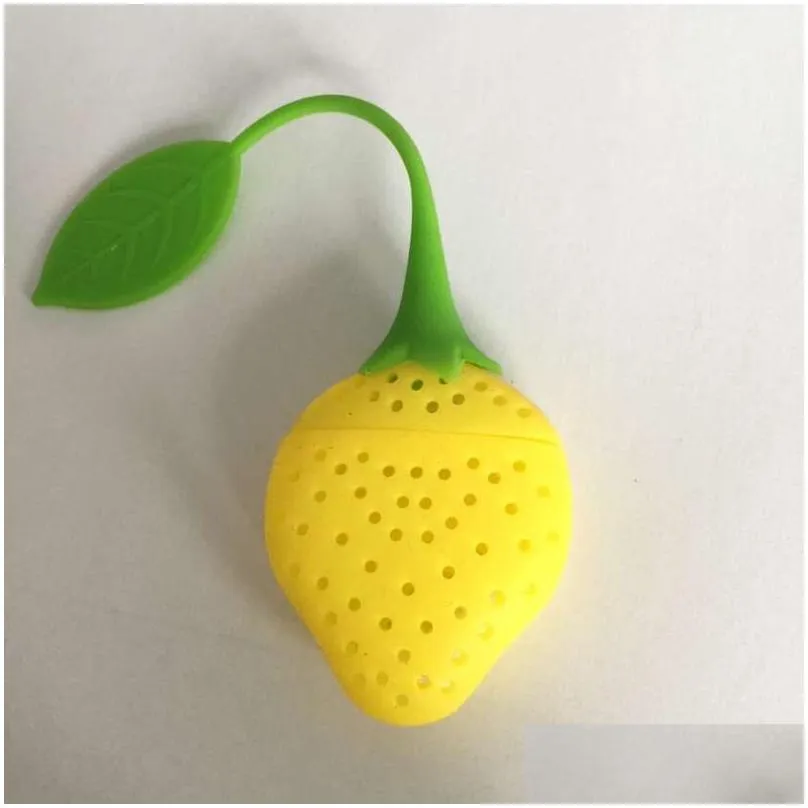 strawberry silicone tea infuser strainer red yellow teabag kettle loose tea leaf strainer ball herbal spice tea infuser filter wvt0327