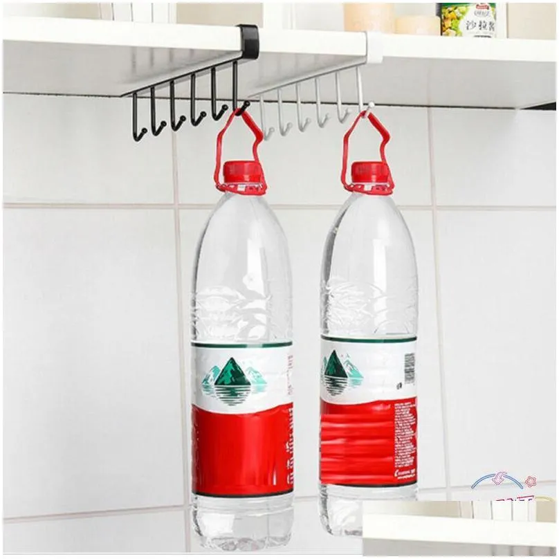 hooks rails swt kitchen organiser hanging rack holder 2021 fashion 6 metal under shelf mug cup cupboard