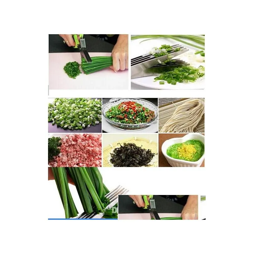 stainless steel cooking tools kitchen accessories knives 5 layers scissors sushi shredded scallion cut herb spices scissors