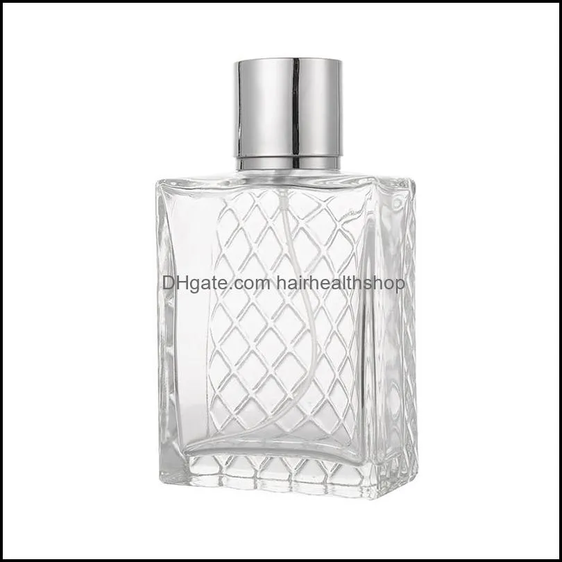 100ml transparent glass bottle grid desginer empty perfume spray bottles perfume atomizer refillable spray bottle hha1346