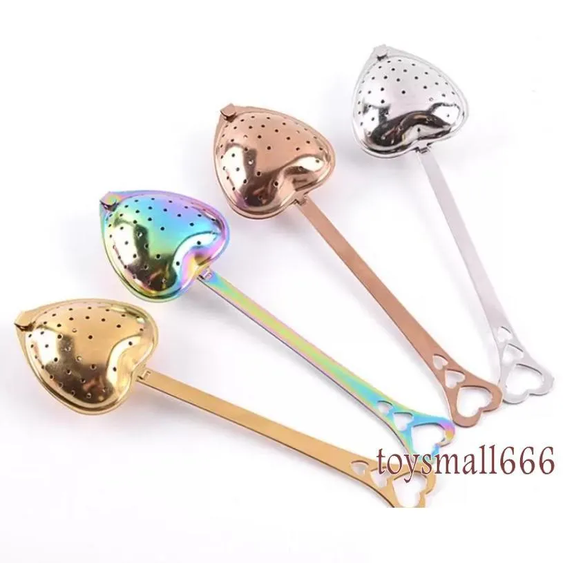 stainless strainer heart shaped tea infusers teas tools teas filter reusable mesh ball spoon steeper handle shower spoons sxj9