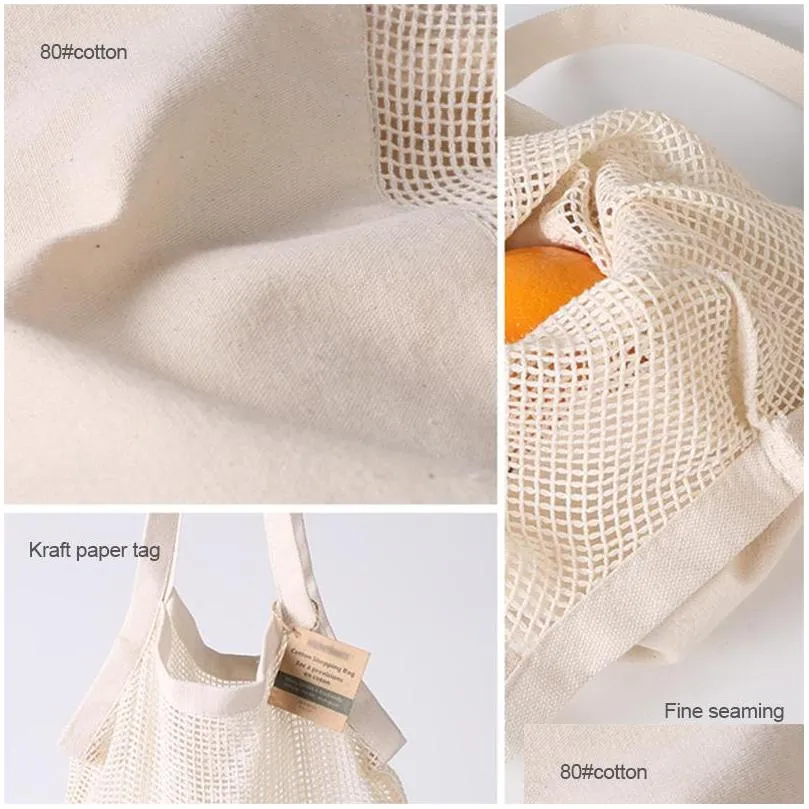 reusable string shopping bag fruit vegetables eco grocery handbag portable storage shopper tote mesh net woven cotton storages bags