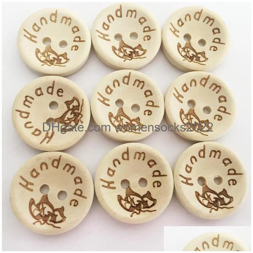 sewing notions 2hole natural wooden buttons handmade with love wood button for scrapbooking craft diy baby clothing sewing accessories