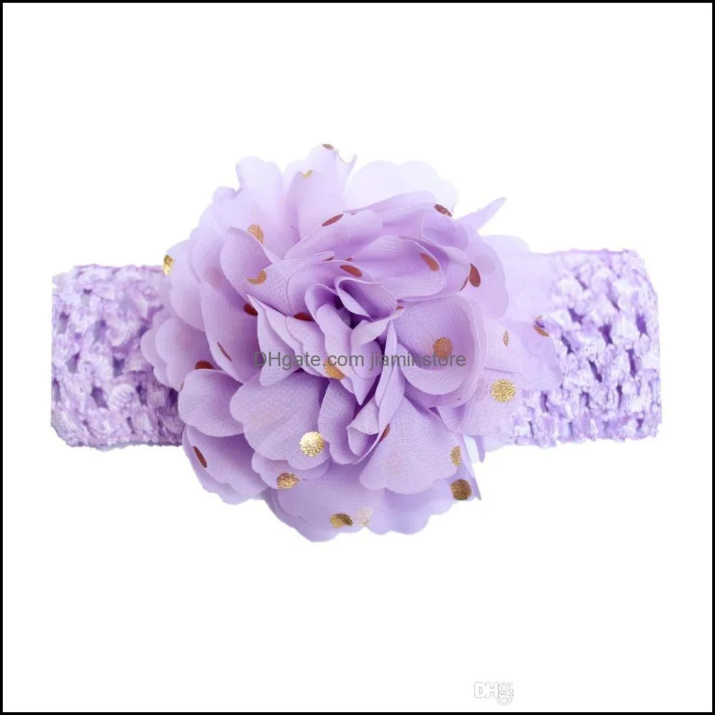 european and american fashion infant flower belt baby bronzing headdress hair jewelry kids mesh head belt children photo props