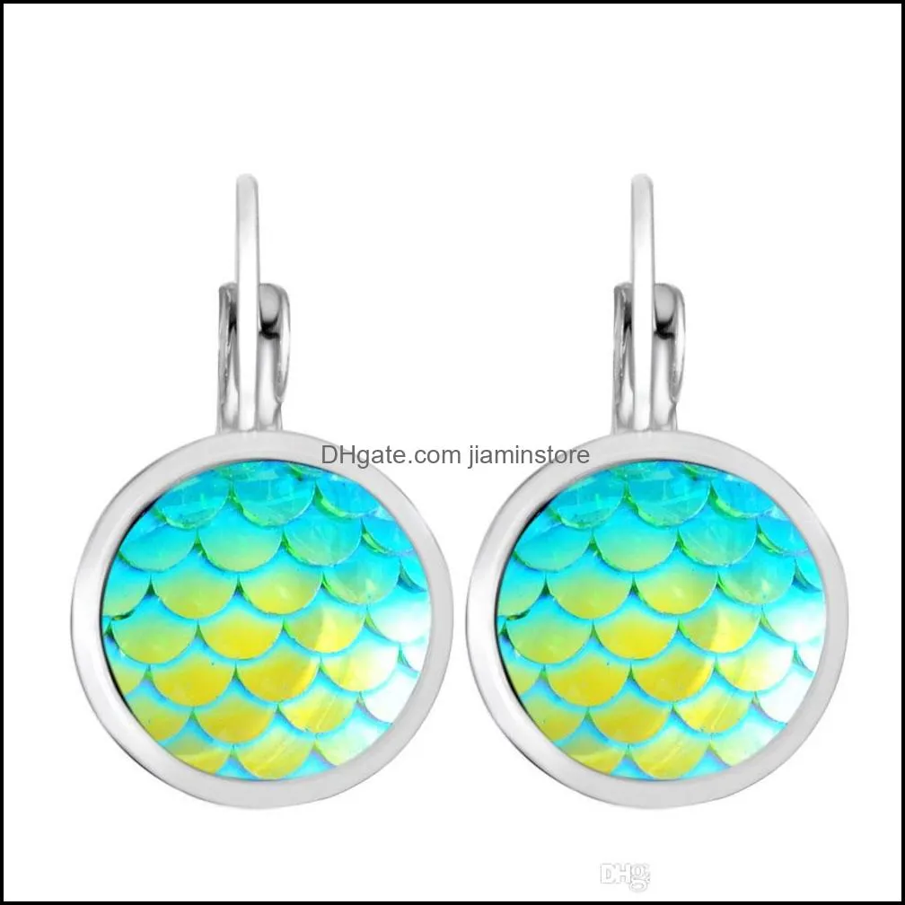 new fashion korean beauty fish scales stud earrings for women colorful resin charms mermaid scales earrings fit daily holiday gifts