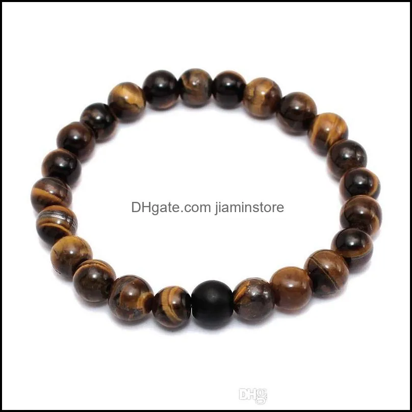 new fashion jewelry 2 piece/set distance bead bracelet with 8mm tigereye white turquoise black dull stone bead charm bracelets