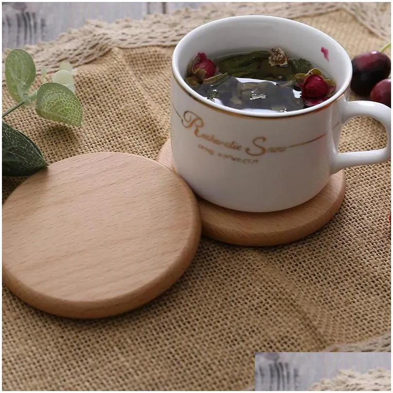 mats pads wooden placemat 8.8cm round square coaster natural beech wood black walnut cup mat coffee cups coasters bowl plate dish pad cup holder