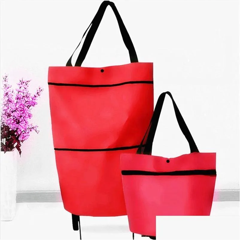 storage bags foldable shopping bag trolley cart with wheels grocery reusable eco large organizer waterproof basket