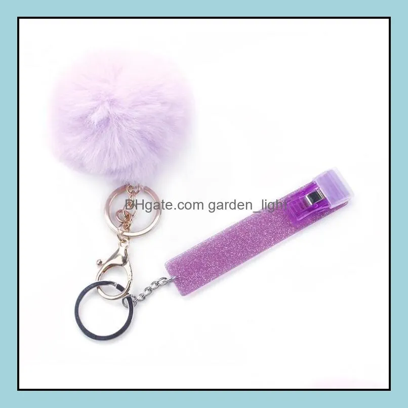  cute credit card puller pompom keychains acrylic debit bank c ard grabber for long nail atm keychain cards clip nails key rings