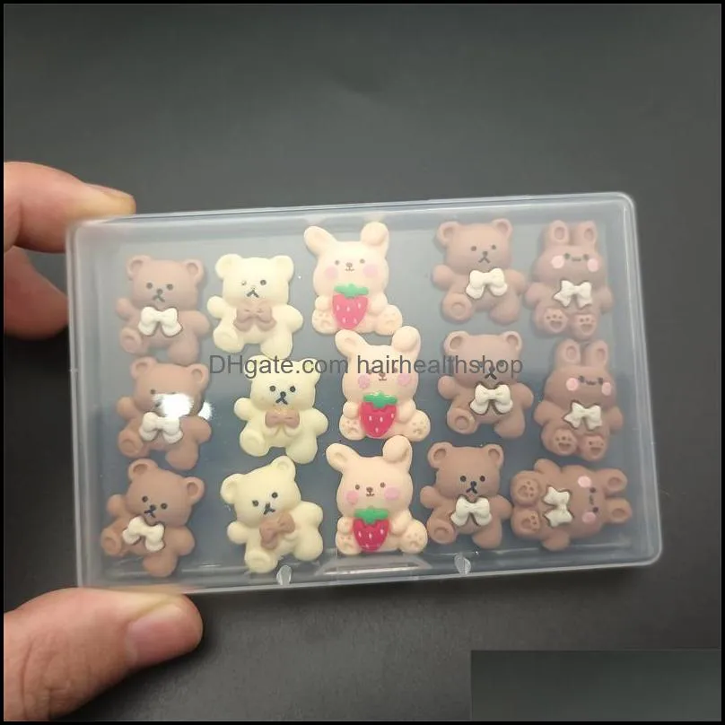 nail art decorations japanese trend kawaii 3d cute bear charms resin cartoon brown/white diy manicure accessoriesnail