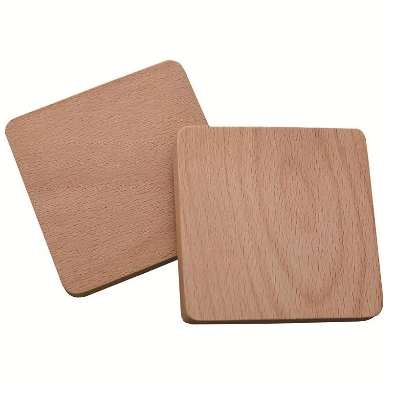 mats pads wooden placemat 8.8cm round square coaster natural beech wood black walnut cup mat coffee cups coasters bowl plate dish pad cup holder