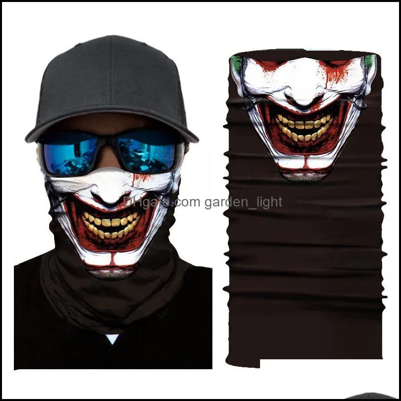 halloween sport bandana clown skull bandana scarf outdoor cycling neck seamless face cover sunscreen protective face mask