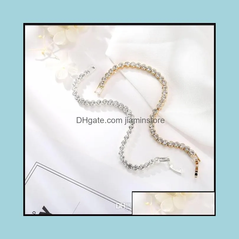 cubic zirconia tennis bracelets iced out chain crystal wedding bracelet for women men gold silver color bracelet