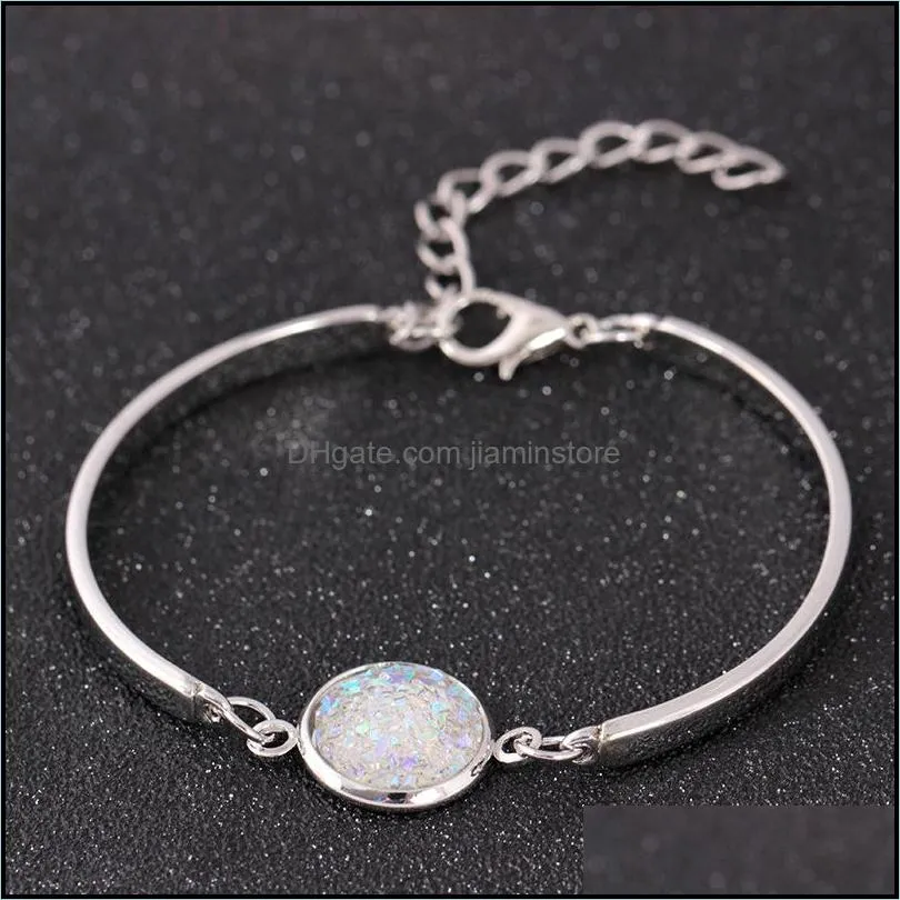 resin stone druzy charm bracelets bangles colorful natural beaded bracelet for women summer beach handmade sparkling jewelry