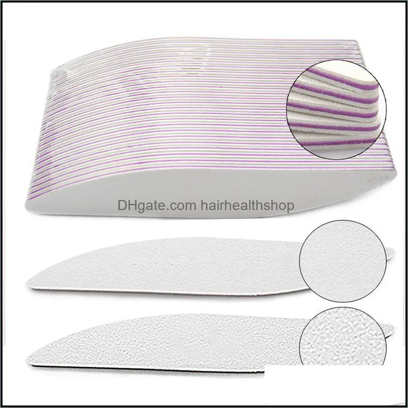 nail files 1pcs 100/180 sanding buffer blocks crescent moon type tips manicure uv gel varnish accessoires white filenail filesnail