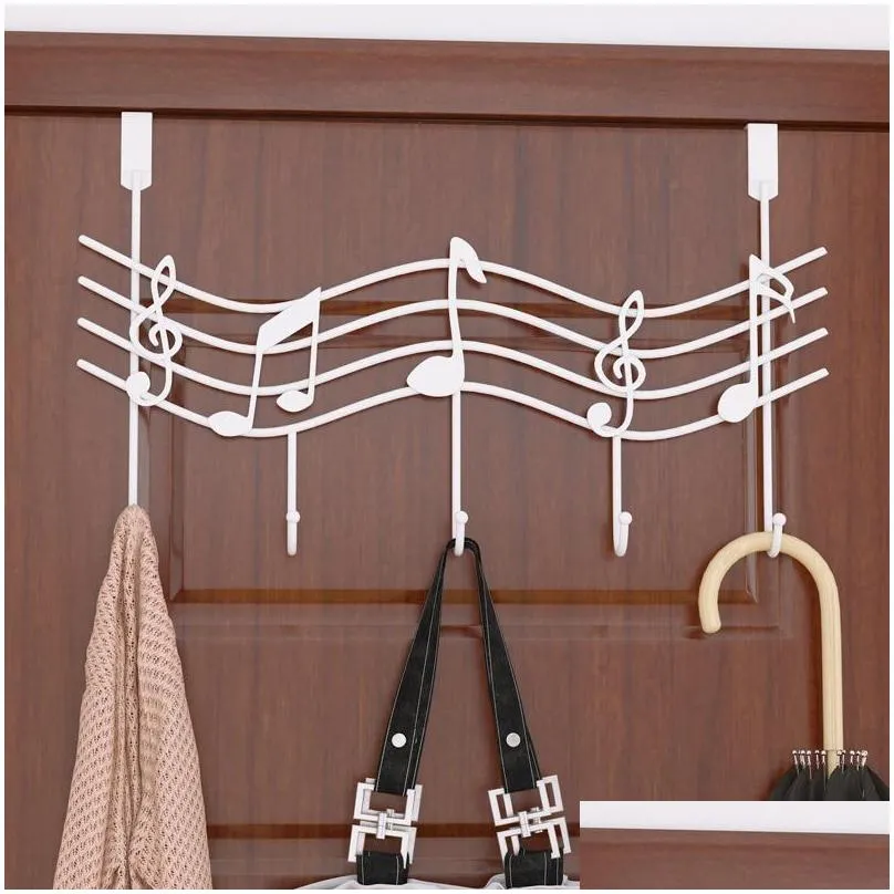 hooks rails over the door hanger rack 5 home office bathroom coat towel musical note fkxe