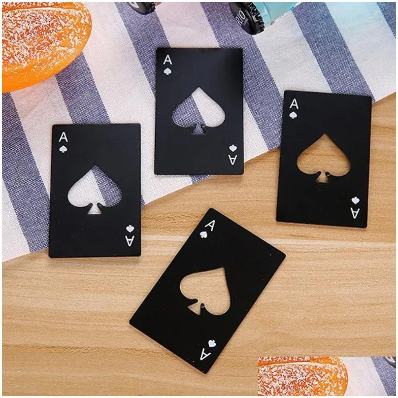 creative poker card beer bottle opener bar tools soda bottles opener portable durable black silver spades playing card opener wdh1245