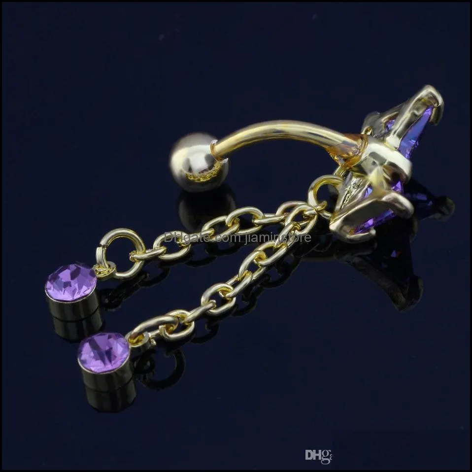pretty body piercing jewelry bow cubic zircon steel earrings elegant nail belly button rings navel piercing jewelry exquisite body