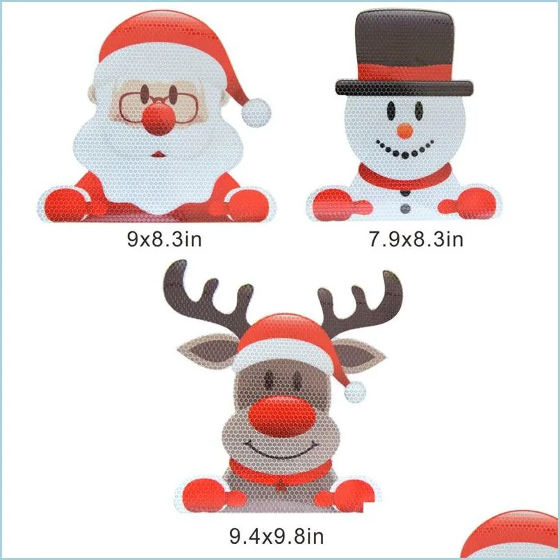 christmas car magnetic stickers light bulb santa claus snowman reflective sticker decorations