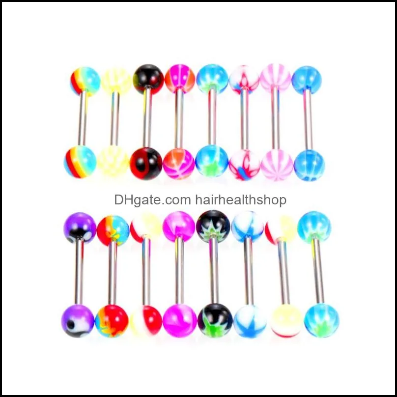 14g acrylic tongue rings multi color assortment flexible tongue barbells body piercing jewlery