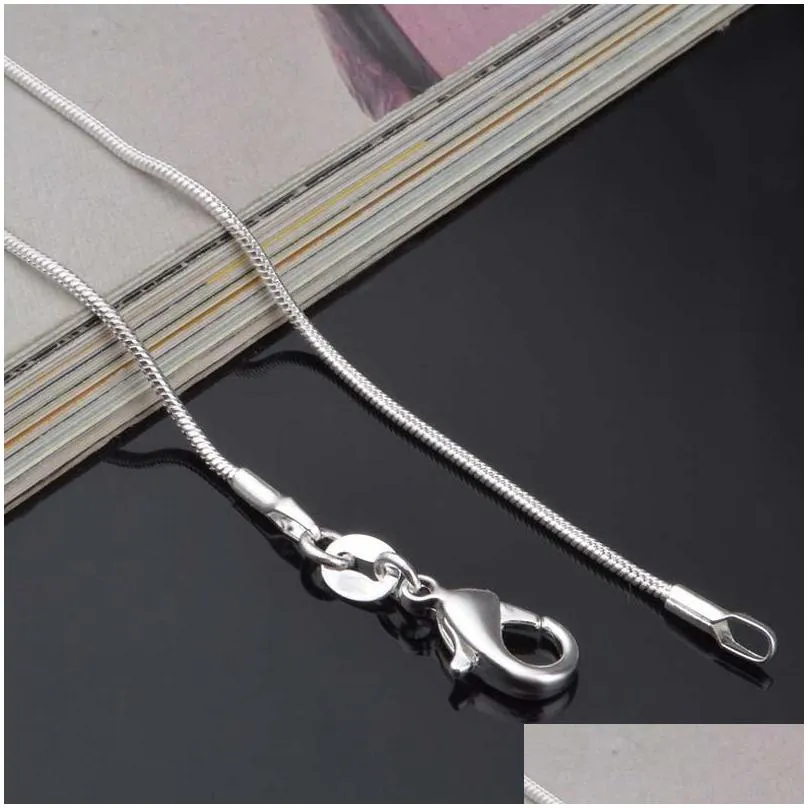 plated silver snake necklace woman lobster clasp clasp smooth chain fashion jewelry size 1mm 16 18 20 22 24 inch