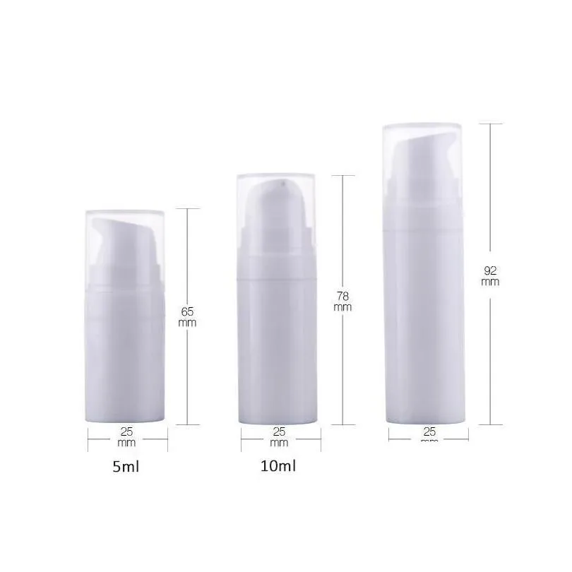 5ml 10ml white airless lotion pump bottles mini sample and test bottle container cosmetic packaging rh0578