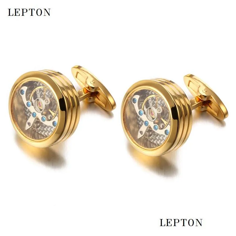 high quality movement tourbillon cufflinks for mens wedding groom mechanical watch steampunk gear cufflinks relojes gemelos t190701