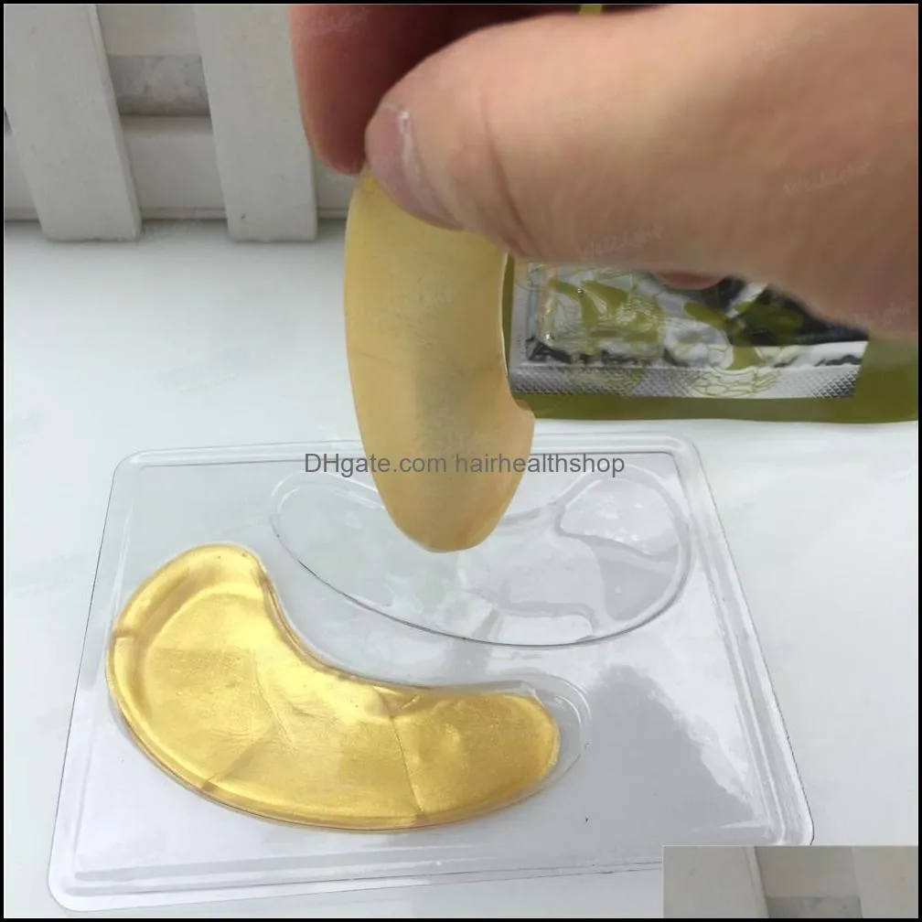 2pcsis1pack high quality gold crystal collagen eye mask hotsale eyees under eeye dark circle remover colageno