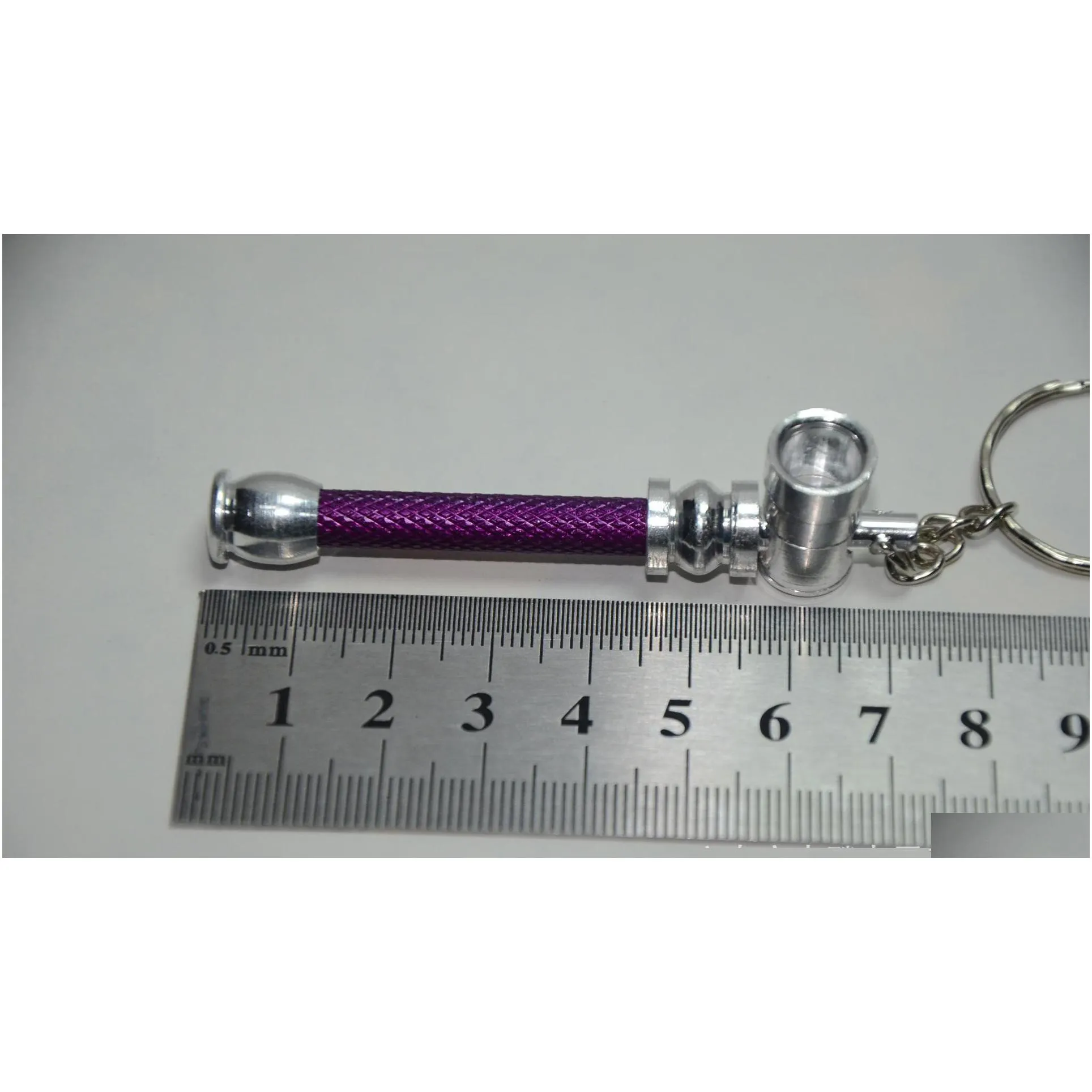 creative smoke metal pipes with key chain portable smoking pipe herb tobacco pipes smoking accessories tools random color wvt0160