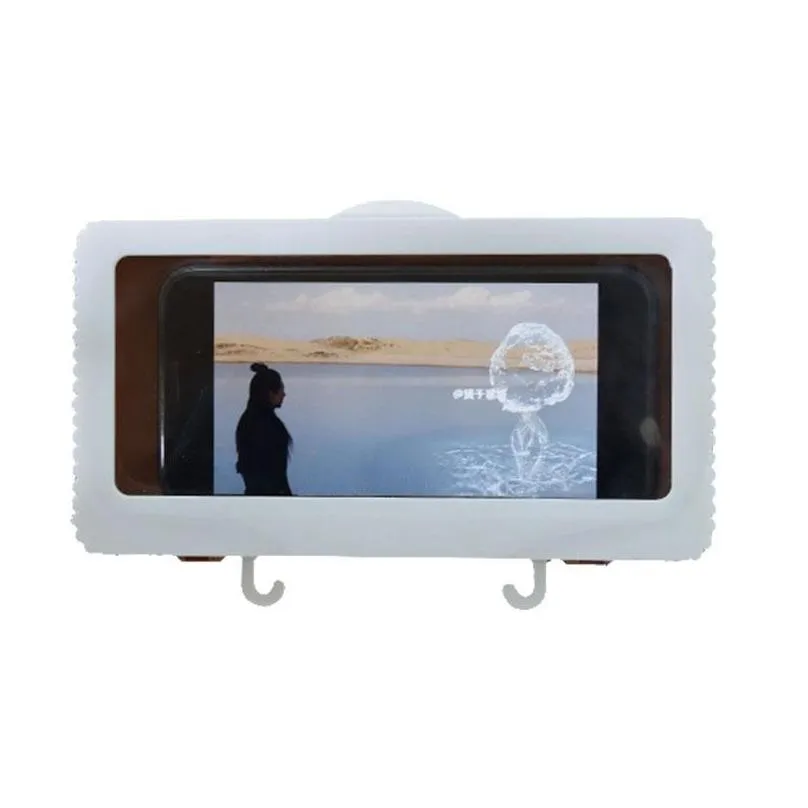 hooks rails waterproof phone holder wall mounted shower case for bathroom kitchen