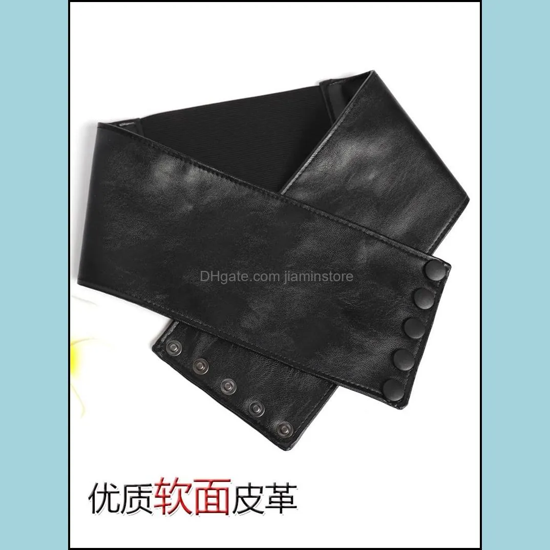 womens runway fashion black leather elastic cummerbunds female dress corsets waistband belts decoration wide belt r808 lj200921 70 w2