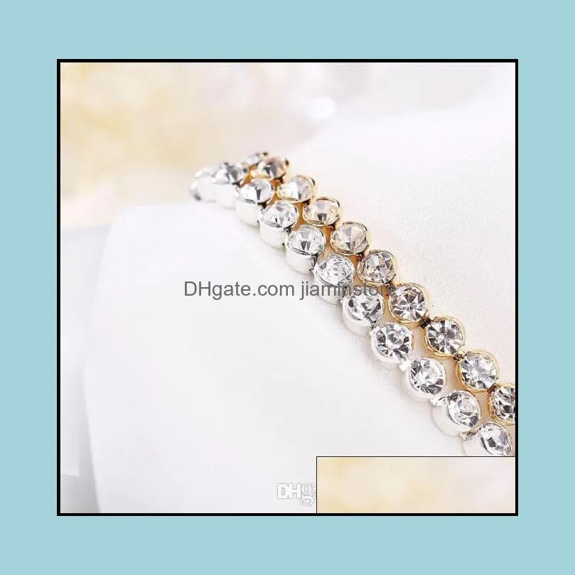 cubic zirconia tennis bracelets iced out chain crystal wedding bracelet for women men gold silver color bracelet